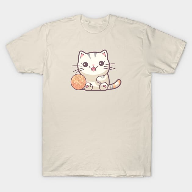 Kawaii Knitter Kitten T-Shirt by Serene Simplicity